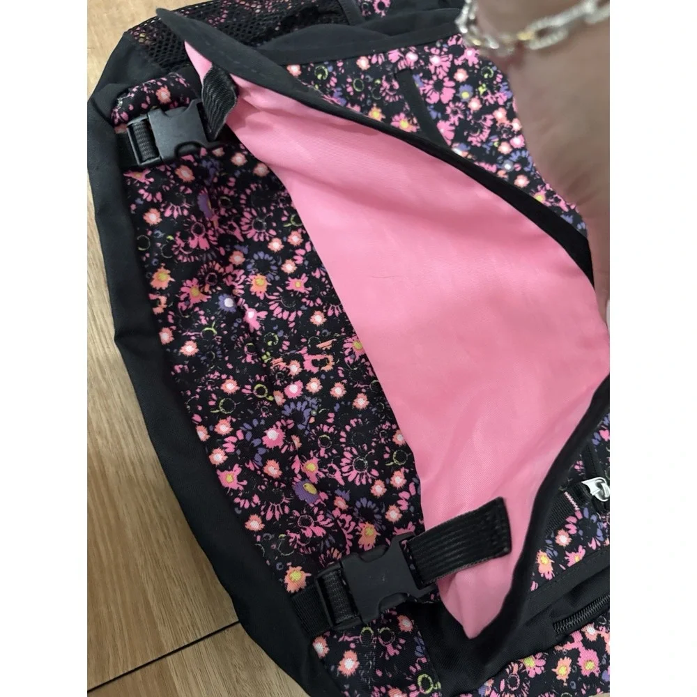 JanSport Messenger Laptop Bag Floral Pink Black Shoulder School Book Travel 15